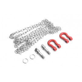 YEAH Racing 1/10 RC Rock Crawler Accessory 96cm Long Chain with Buckle (Red) 