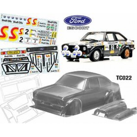 TEAM C FORD ESCORT MK2 CLEAR 190MM WITH TIRES AND WHEELS  1/10