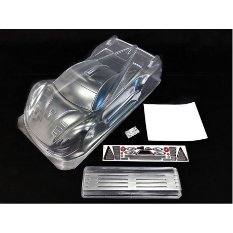 H-SPEED SLVR 1/8 GT325mm with decals and window covers body (similar to Pagani Zonda) CLEAR