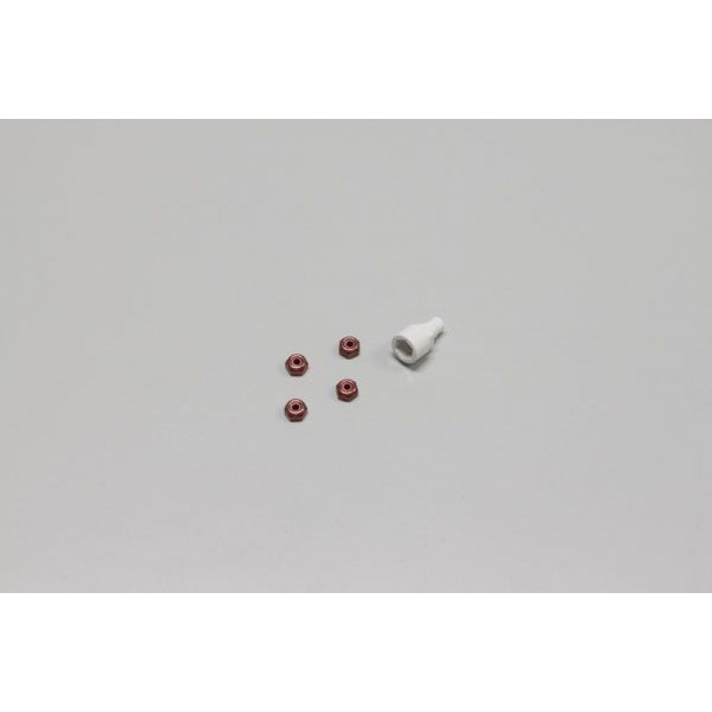 KYOSHO MZW13R MINI-Z Nyloc Alu Wheel Nut Red (4pcs)