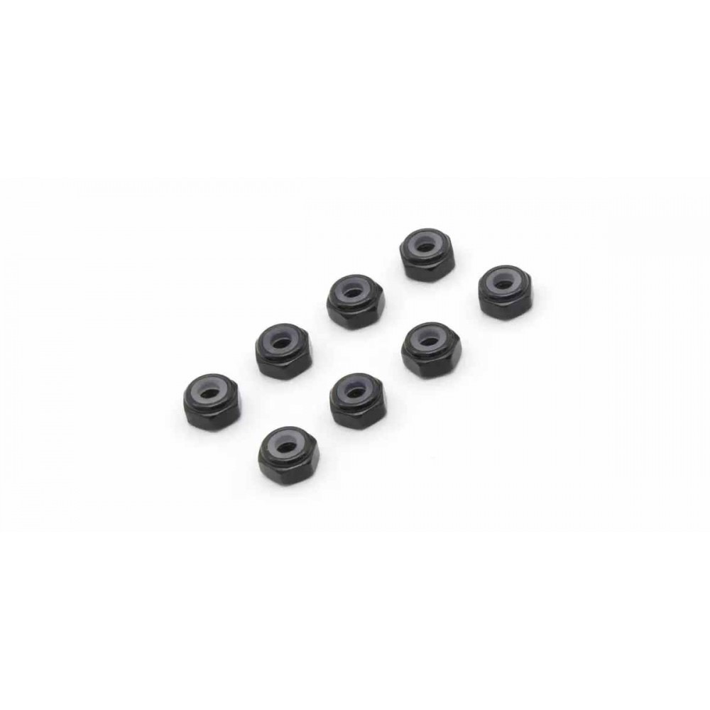 KYOSHO MZW128BK Mini-Z M2 Nyloc Alu Wheel Nut Black (8pcs)