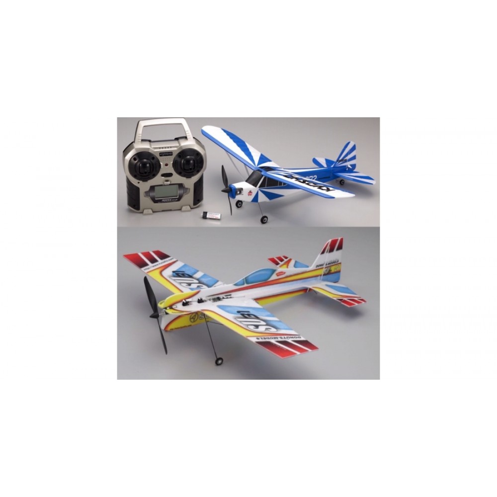 KYOSHO Combo set !!! MINIUM AD CLIPPEDWING CUB READYSET KP10752RS (BLUE) + MINIUM AD PROFILE SUKHOI SU-31 PIP KIT 10772B