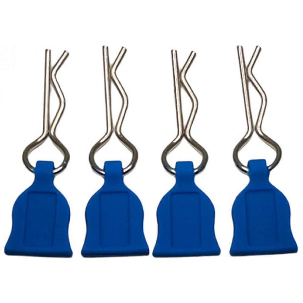 GS 1/10 BODY CLIPS with Rubber Pull Tap - Blue  (4pcs)