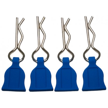 GS 1/10 BODY CLIPS with Rubber Pull Tap - Blue  (4pcs)