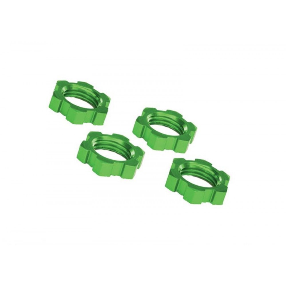 TRAXXAS 7758G Wheel nuts splined 17mm serrated (green-anodized) (4pcs)