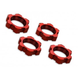 TRAXXAS 7758R Wheel nuts splined 17mm serrated (red-anodized) (4pcs)