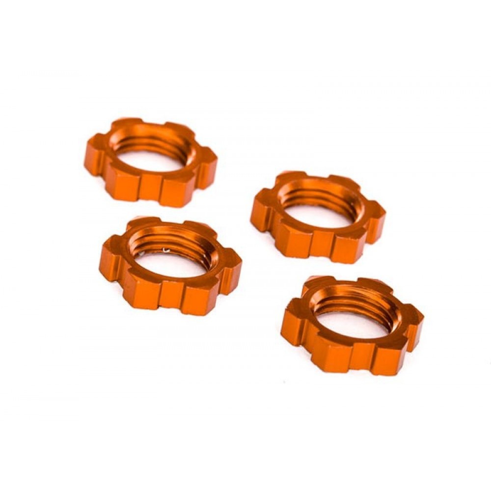 TRAXXAS 7758T Wheel nuts splined 17mm serrated (Orange-anodized) (4pcs)