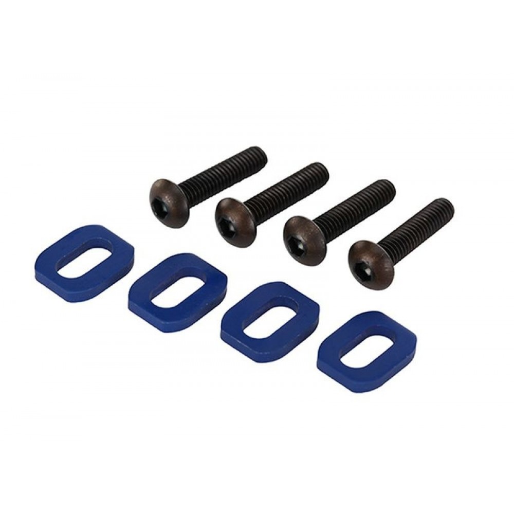 TRAXXAS 7759B Washers, motor mount, aluminum (blue-anodized) (4)/ 4x18mm BCS (4pcs) 