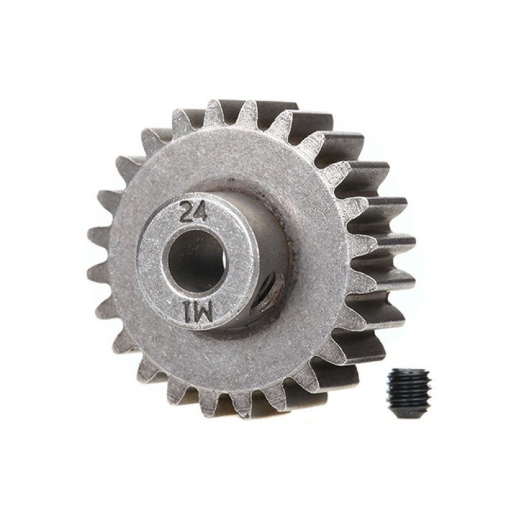 TRAXXAS 6496X Gear 24-T pinion (1.0 metric pitch) (fits 5mm shaft) set screw (for use only with steel spur gears)