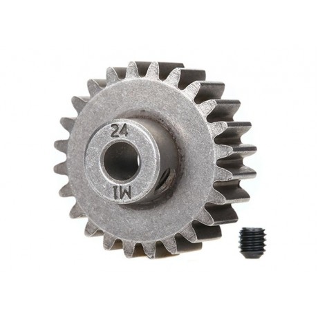 TRAXXAS 6496X Gear 24-T pinion (1.0 metric pitch) (fits 5mm shaft) set screw (for use only with steel spur gears)