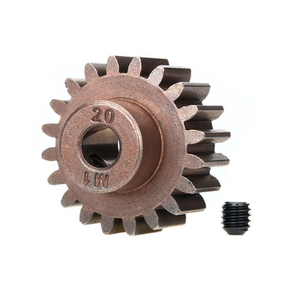 TRAXXAS 6494X Gear 20-T pinion (1.0 metric pitch) (fits 5mm shaft) set screw (for use only with steel spur gears)