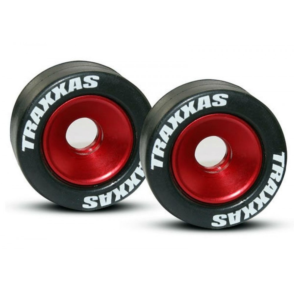 TRAXXAS 5186 Wheels aluminum (red-anodized) (2pcs) 5x8mm ball bearings (4pcs) axles (2pcs) rubber tires (2pcs)