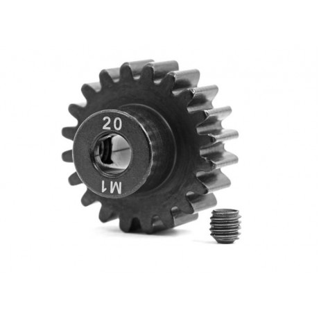 TRAXXAS 6494R Gear, 20-T pinion (machined, hardened steel) (1.0 metric pitch) (fits 5mm shaft) set screw