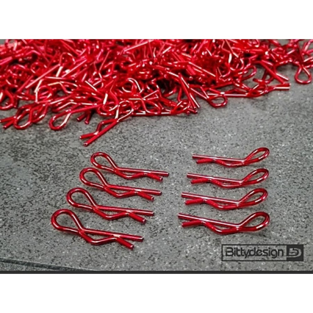 BITTYDESIGN BODY Clips Kit for 1/10 Off/On-road Bodies Red (8pcs)