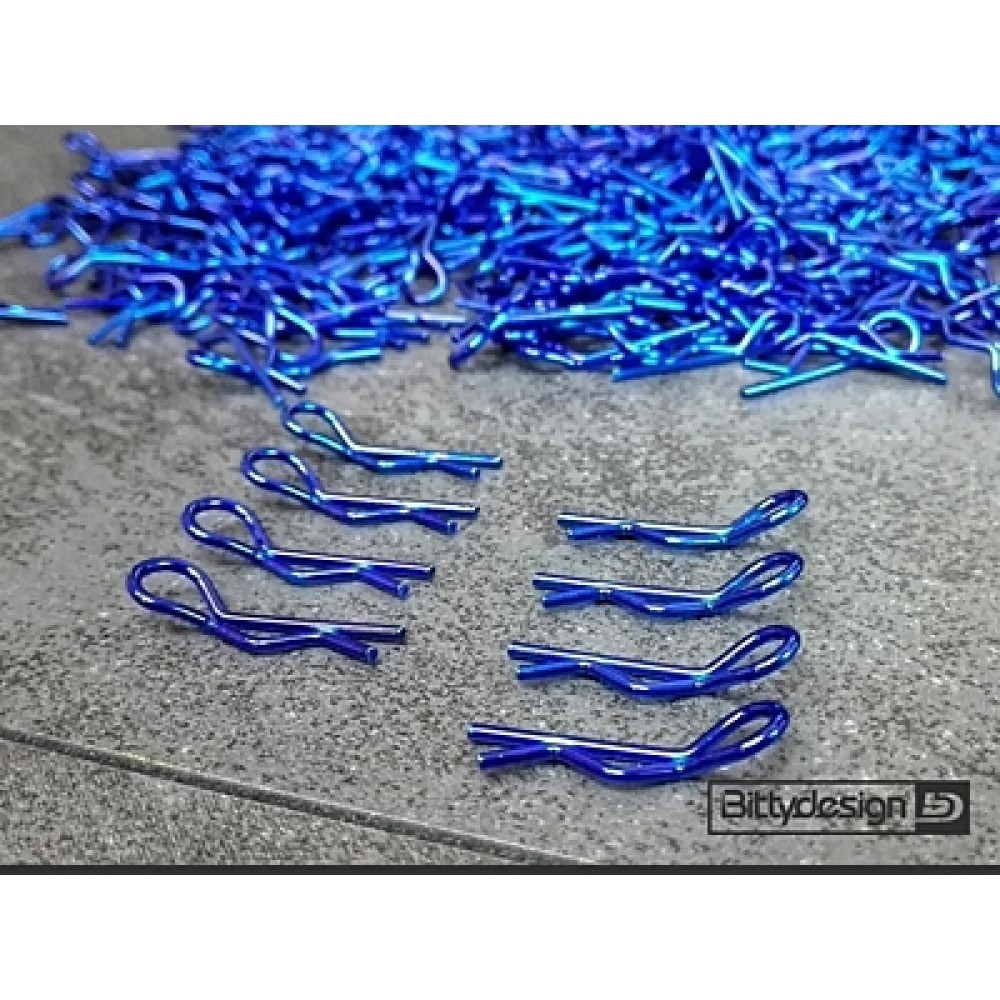 BITTYDESIGN BODY Clips Kit for 1/10 Off/On-road Bodies Blue (8pcs)