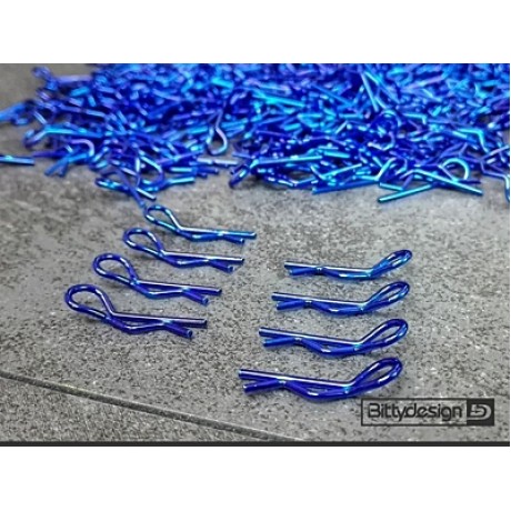 BITTYDESIGN BODY Clips Kit for 1/10 Off/On-road Bodies Blue (8pcs)