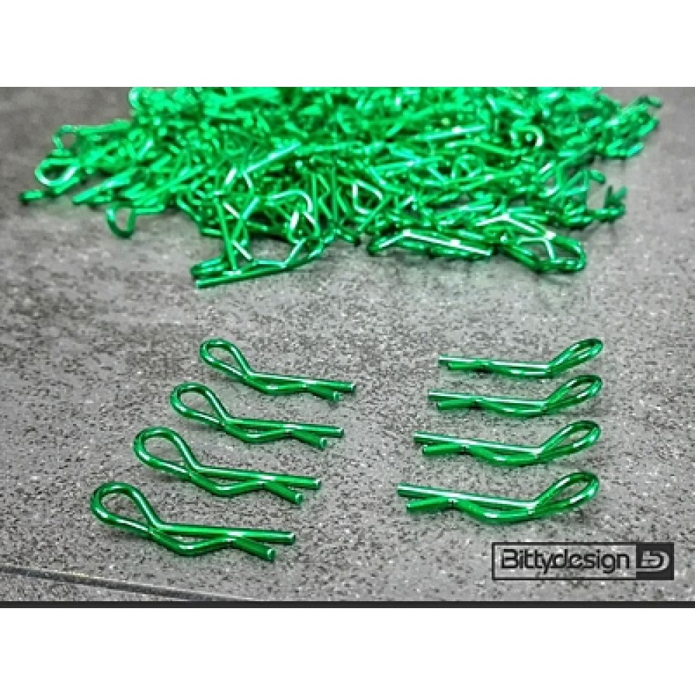BITTYDESIGN BODY Clips Kit for 1/10 Off/On-road Bodies Green (8pcs)