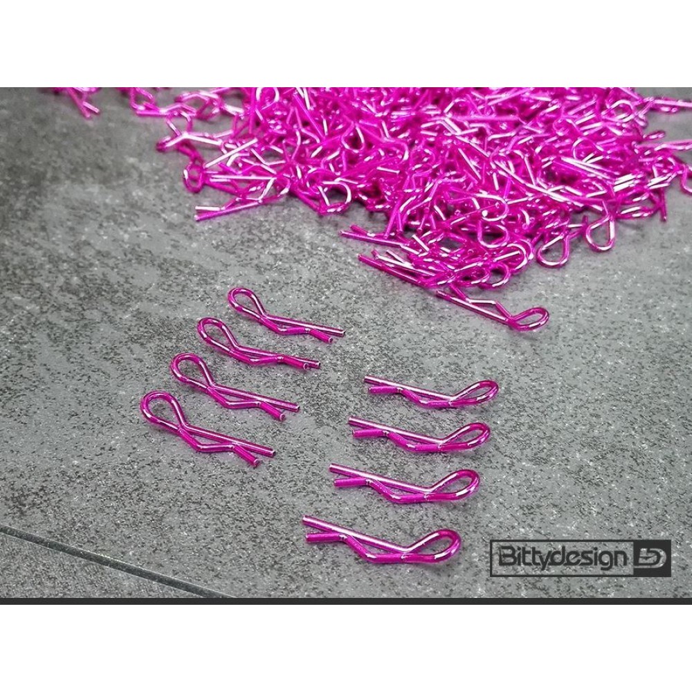 BITTYDESIGN BODY Clips Kit for 1/10 Off/On-road Bodies Pink (8pcs)