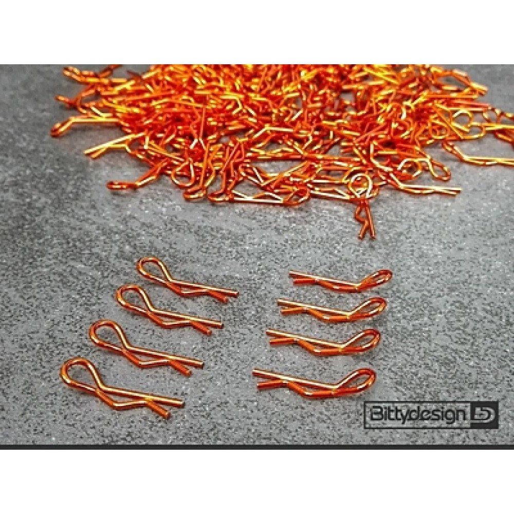 BITTYDESIGN BODY Clips Kit for 1/10 Off/On-road Bodies Orange (8pcs)