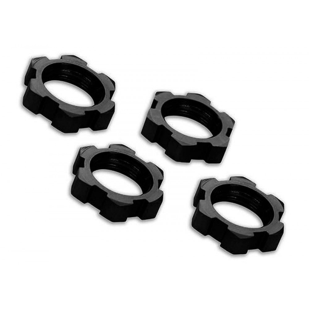 TRAXXAS 7758A Wheel nuts splined 17mm serrated (Black-anodized) (4pcs)