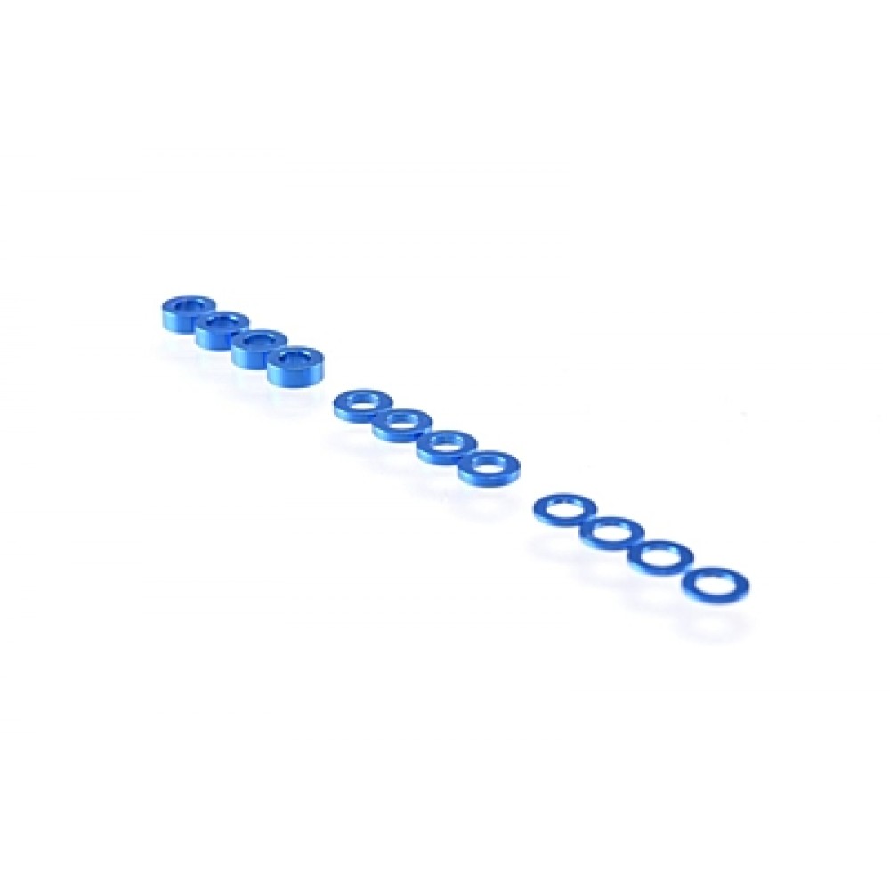 RUDDOG 3mm Washer Set 0.5mm/1.0mm/2.0mm (12pcs·Dark Blue)