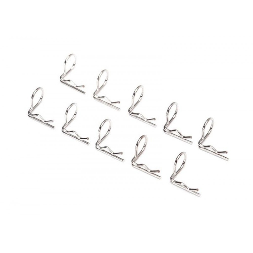 TRAXXAS 3935 SILVER BODY CLIPS (mounting clip) angled 90-degrees (10pcs)