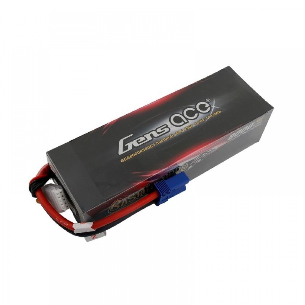 GENS ace Battery LiPo 4S 14.8V-8000-80C(EC5) 157x53x43mm 740g