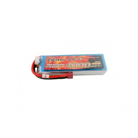 GENS ace Battery LiPo 3S 11.1V-4000-30C(Deans) 137x43x23mm 290g