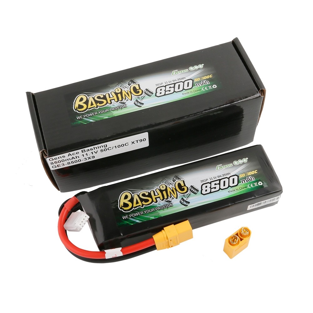 GENS ace Battery LiPo 3S 11.1V-8500-45C(XT90 Dual) 155x45x31mm 518g