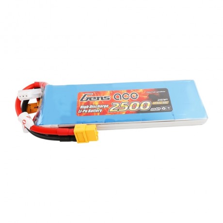GENS ace Battery LiPo 2S 7.4V-2500-30C(XT60) 136x42x12mm 150g