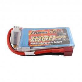 GENS ace Battery LiPo 2S 7.4V-1000-30C(Deans) 76x37x13mm 70g 