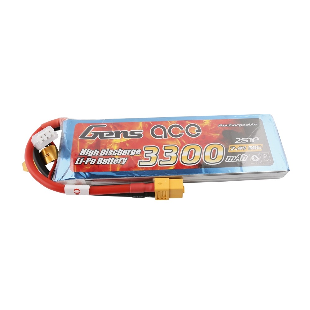 GENS ace Battery LiPo 2S 7.4V-3300-30C(XT60) 138x42x16mm 180g