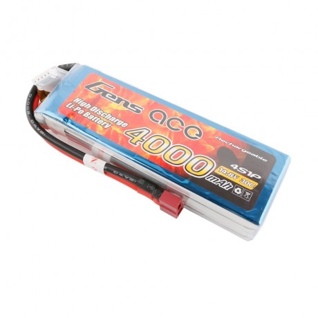 GENS  ace Battery LiPo 4S 14.8V-4000-30C(Deans) 142x42x32mm 370g