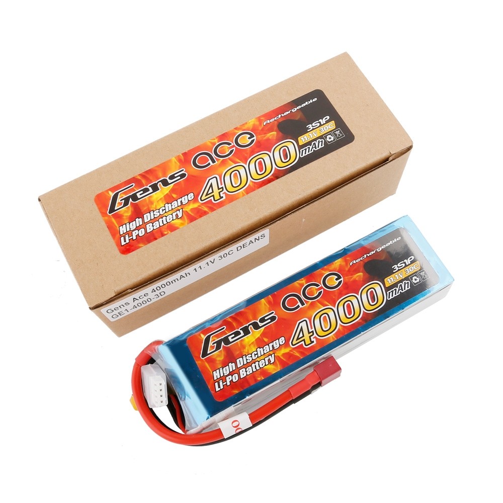 GENS  ace Battery LiPo 3S 11.1V-4000-30C(Deans) 137x43x23mm 290g