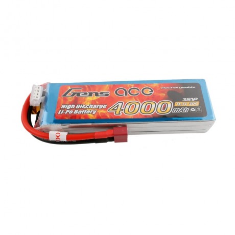 GENS  ace Battery LiPo 3S 11.1V-4000-30C(Deans) 137x43x23mm 290g