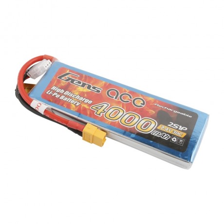 GENS  ace Battery LiPo 2S 7.4V-4000-30C(XT60) 138x42x16mm 206g