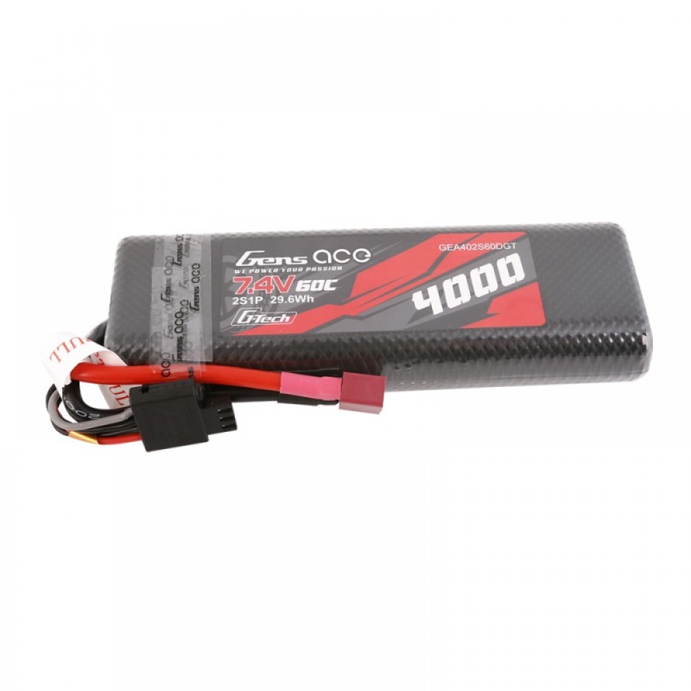 GENS ACE Bashing LiPo 2S 7.4V-4000-60C (Deans) 139x47x23mm 225g G-Tech