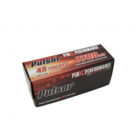 PINK Performance Pulsar LiPo 4S 15.2V-7700-120C(5mm) 139x47x48mm 600g