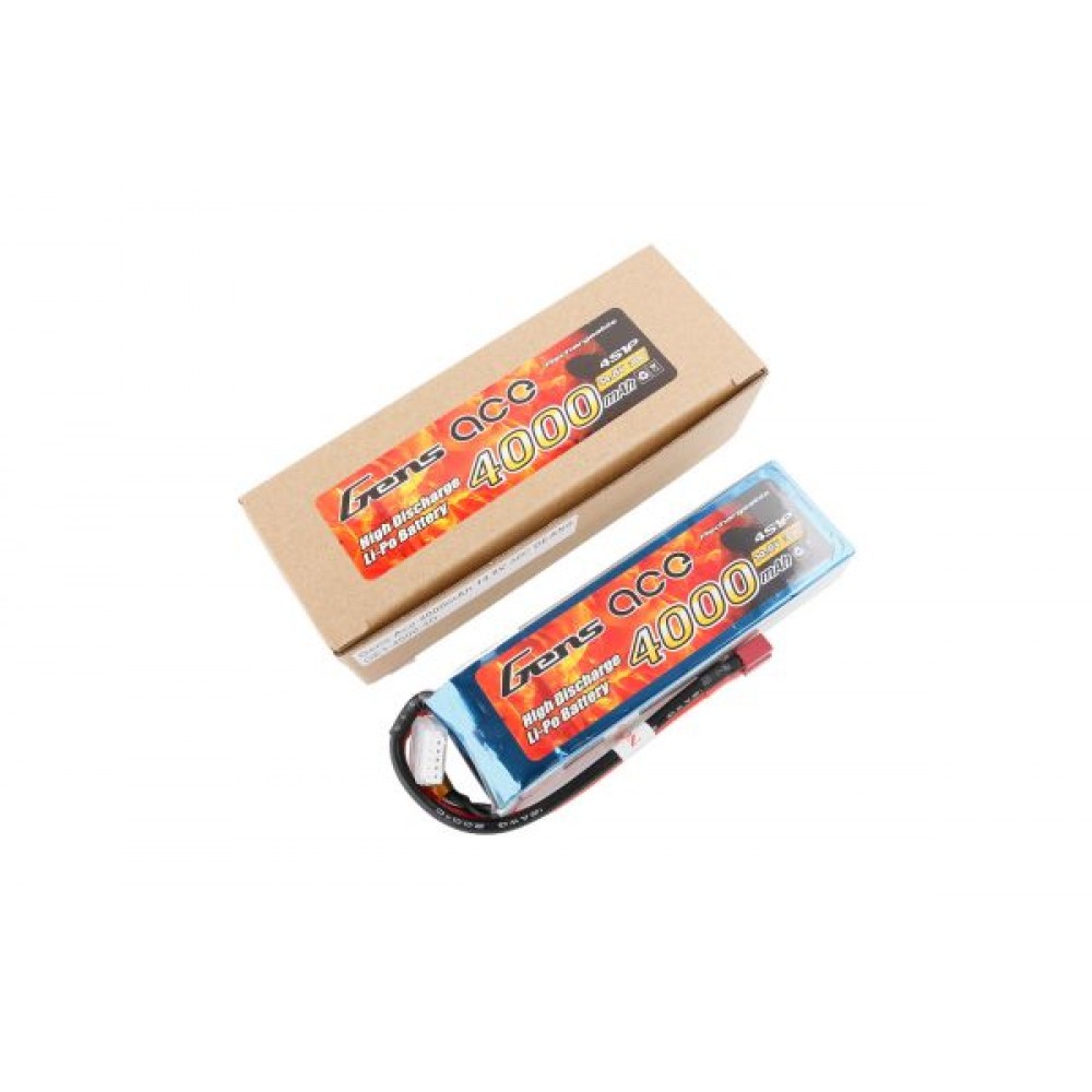 GENS ace Battery LiPo 4S 14.8V-4000-30C(Deans) 142x42x32mm 370g