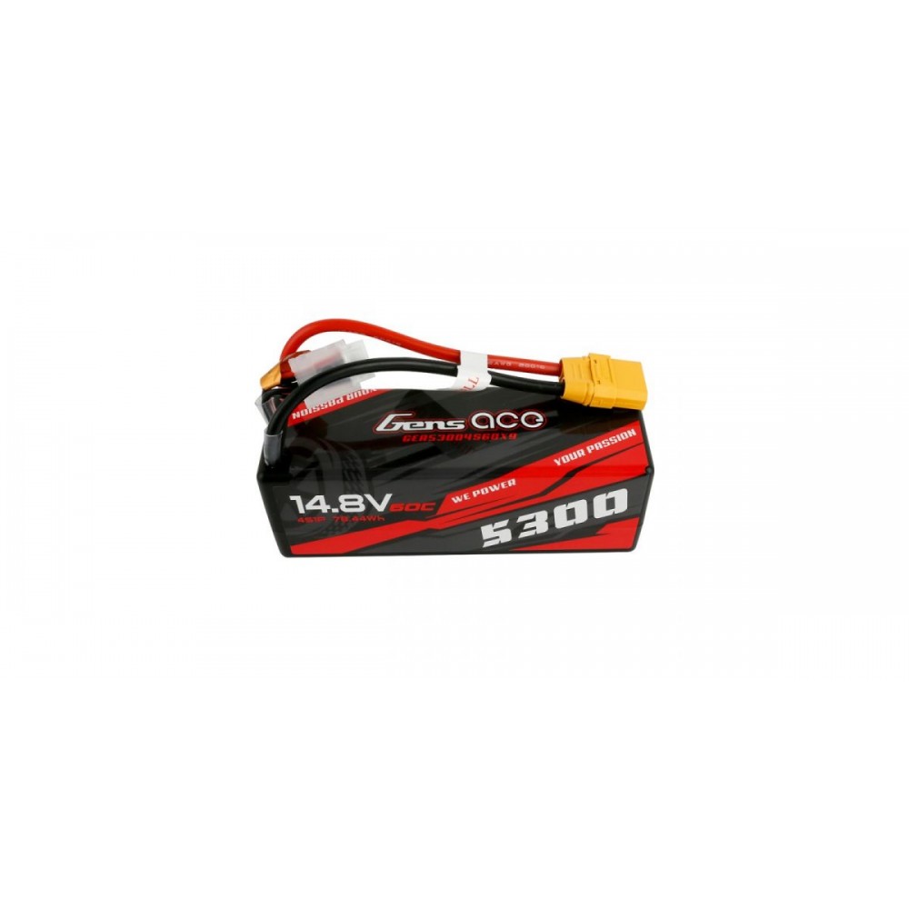 GENS ace Battery LiPo 4S 14.8V-5300-60C(XT90) 139x46x49mm 490g