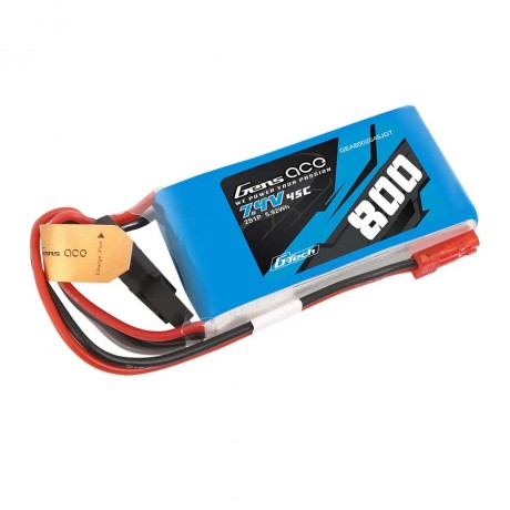 GENS Ace Soaring LiPo 2S 7.4V-800-45C (JST) 55x30x16mm 50g