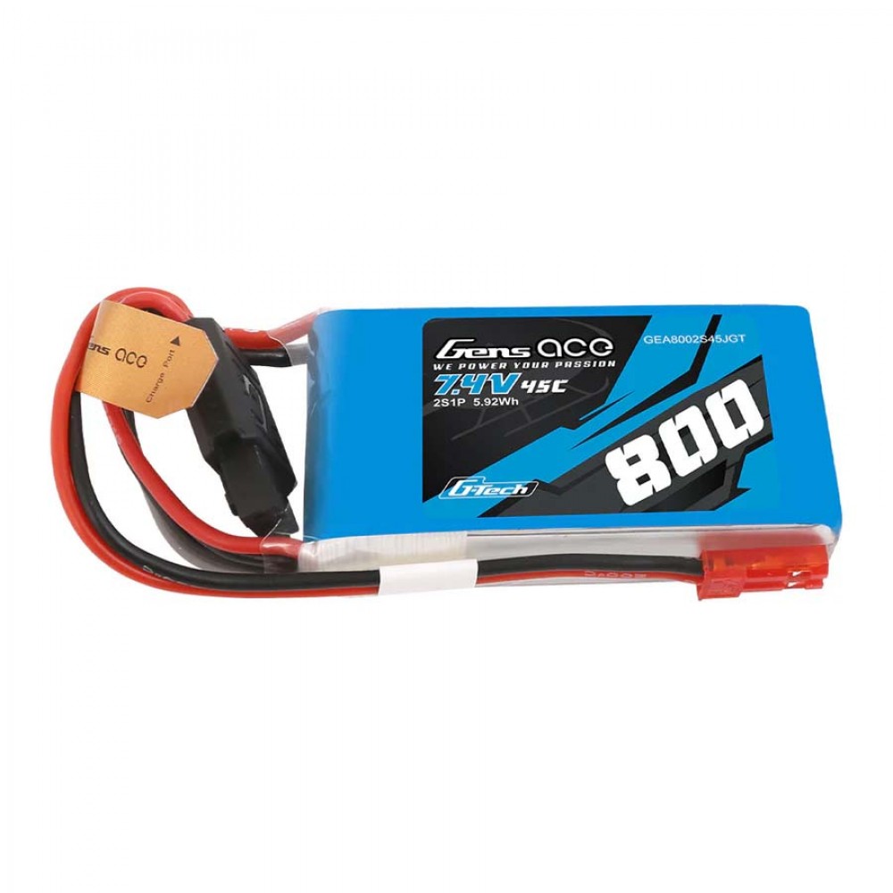 GENS Ace Soaring LiPo 2S 7.4V-800-45C (JST) 55x30x16mm 50g