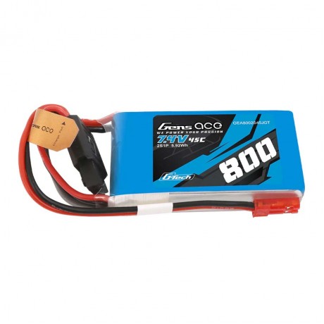 GENS Ace Soaring LiPo 2S 7.4V-800-45C (JST) 55x30x16mm 50g