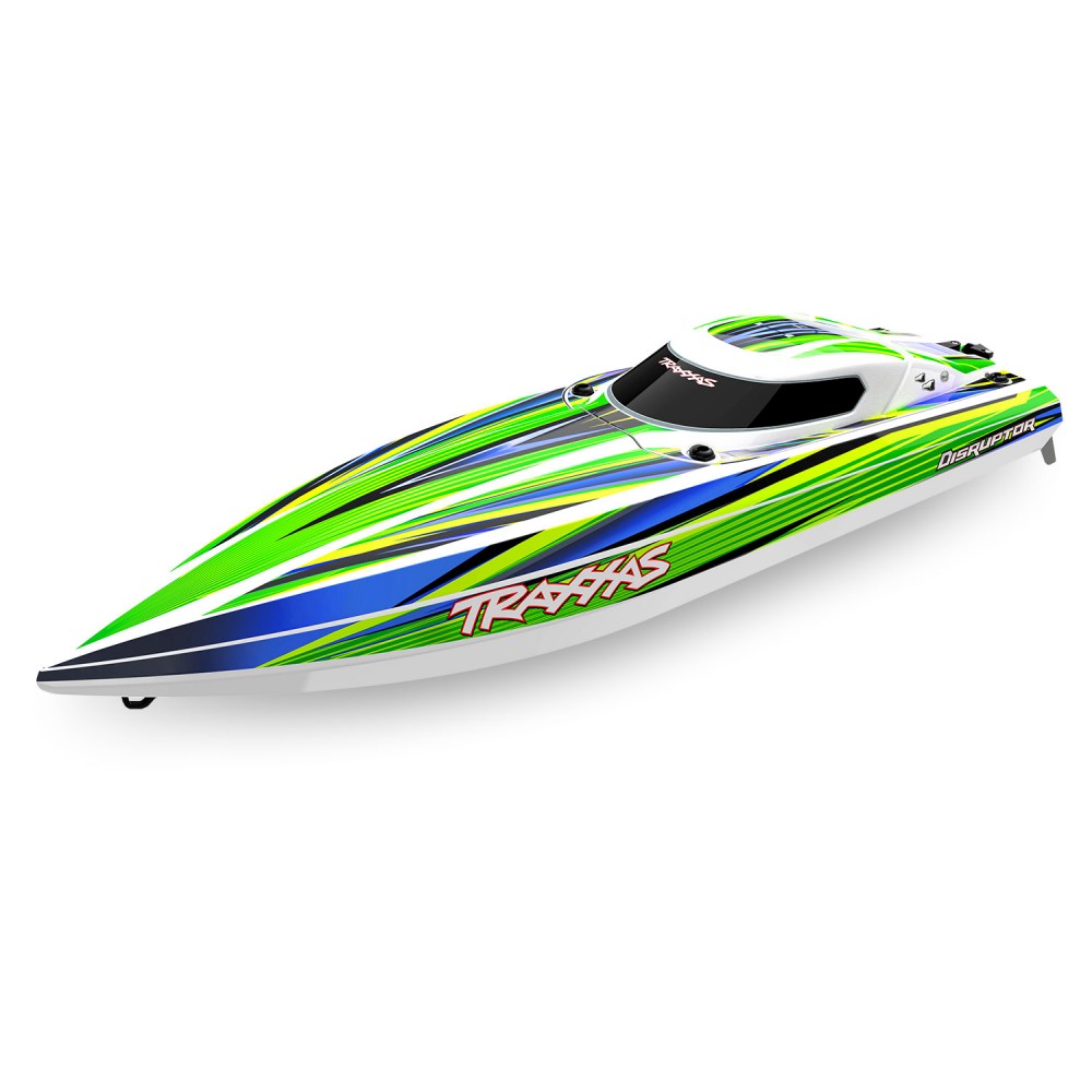TRAXXAS DISRUPTOR VXL-4s GREEN V-hull boat self-righting without battery & charger 