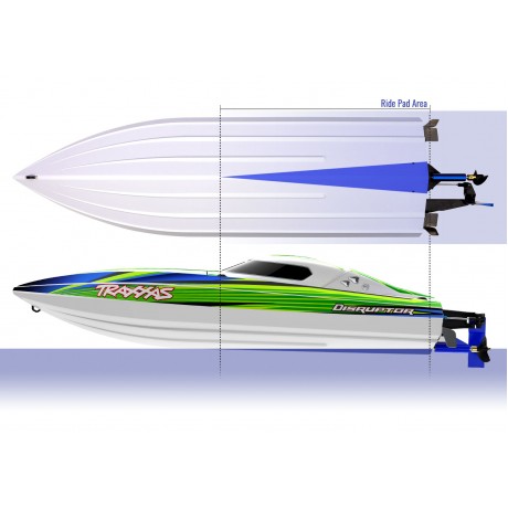 TRAXXAS DISRUPTOR VXL-4s GREEN V-hull boat self-righting without battery & charger 