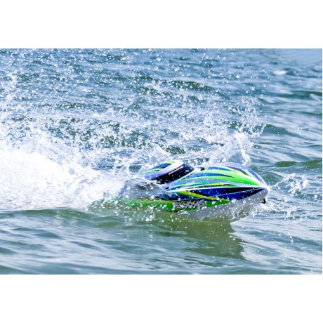 TRAXXAS DISRUPTOR VXL-4s GREEN V-hull boat self-righting without battery & charger 