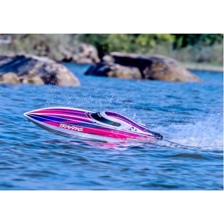 TRAXXAS DISRUPTOR VXL-4s PINK V-hull boat self-righting without battery & charger 