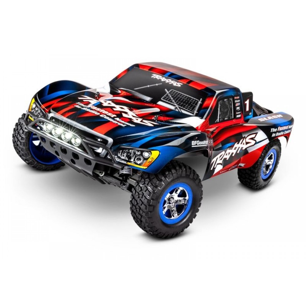 TRAXXAS Slash RED/BLUE RTR LED-Licht 1/10 2WD Short Course Racing Truck (12T+XL-5) 