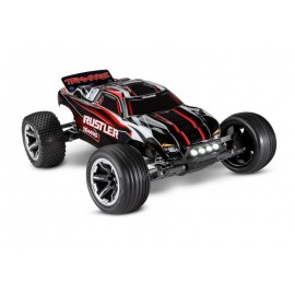 TRAXXAS RUSTLER RED/BLACK 1/10 2WD RTR TRUCK BRUSHED LED LIGHT 