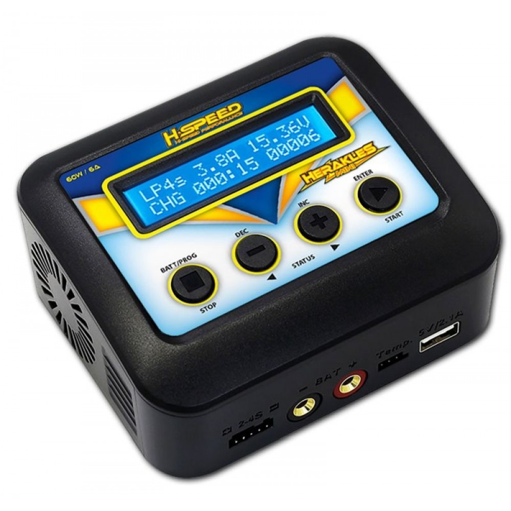H-SPEED Herakles MINI AC charger 60W LiPo, LiHV, LiFe, LiIon 2-4s, NiMH/NiCd 6-8s